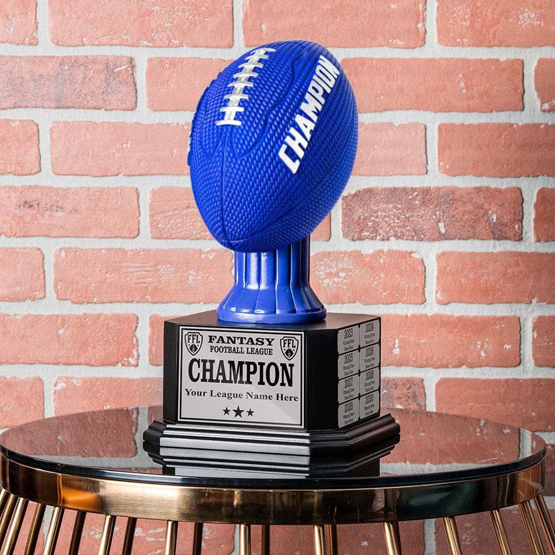 15" Perpetual Fantasy Football Trophy - Blue Football - Image 2