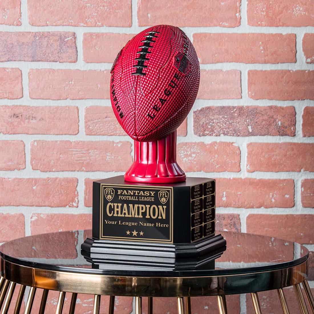 15" Perpetual Fantasy Football Trophy - Red Football - Image 2