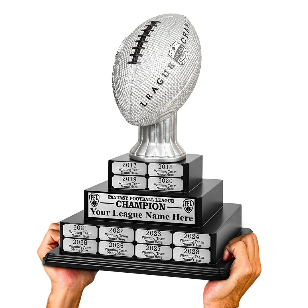 17" Fantasy Football Tiered Perpetual Trophy - Silver Engravings