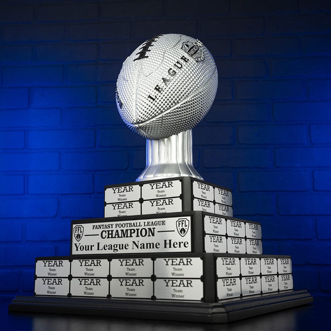 17" Fantasy Football Tiered Perpetual Trophy - Silver Engravings - Image 3