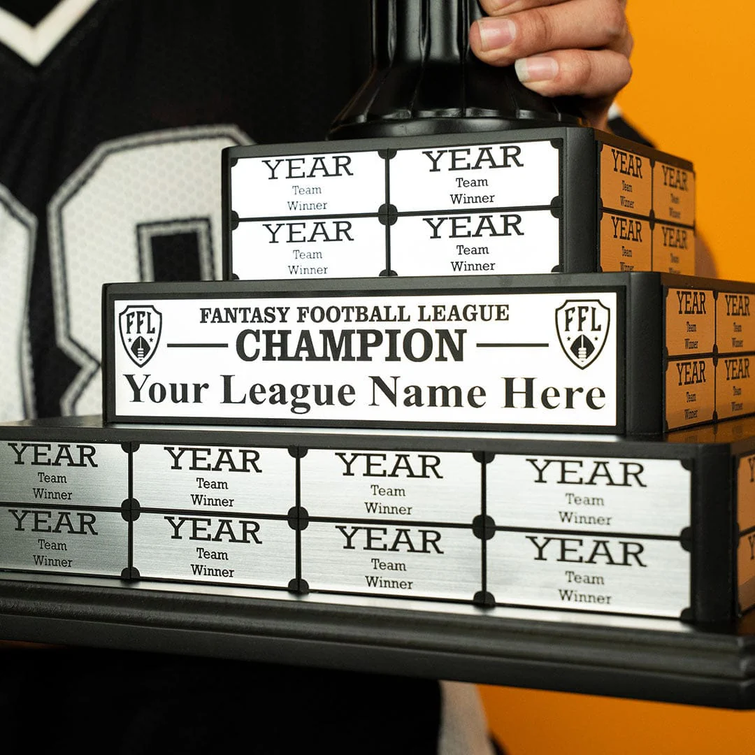 17" Fantasy Football Tiered Perpetual Trophy - Silver Engravings - Image 4