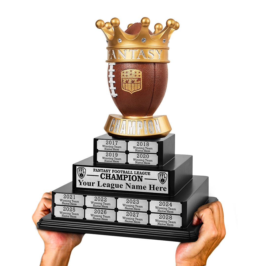 17" Fantasy Football Tiered Perpetual Trophy - Silver Engravings - Image 5