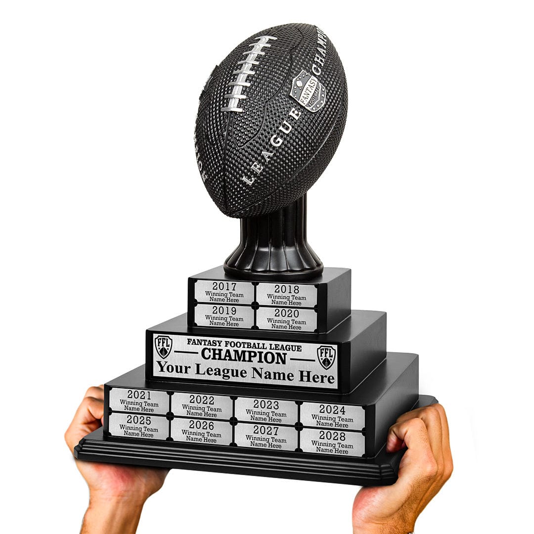 17" Fantasy Football Tiered Perpetual Trophy - Silver Engravings - Image 6