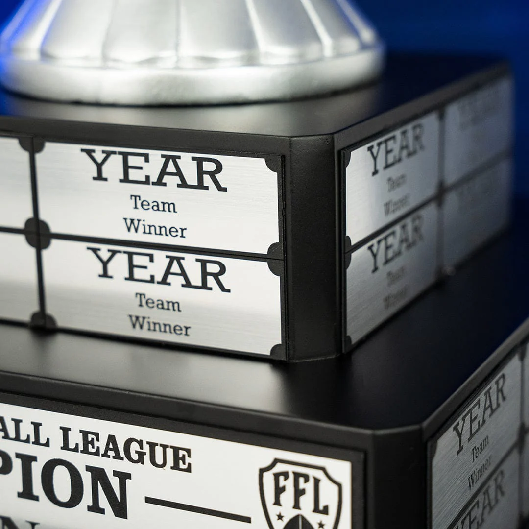 17" Fantasy Football Tiered Perpetual Trophy - Silver Engravings - Image 7