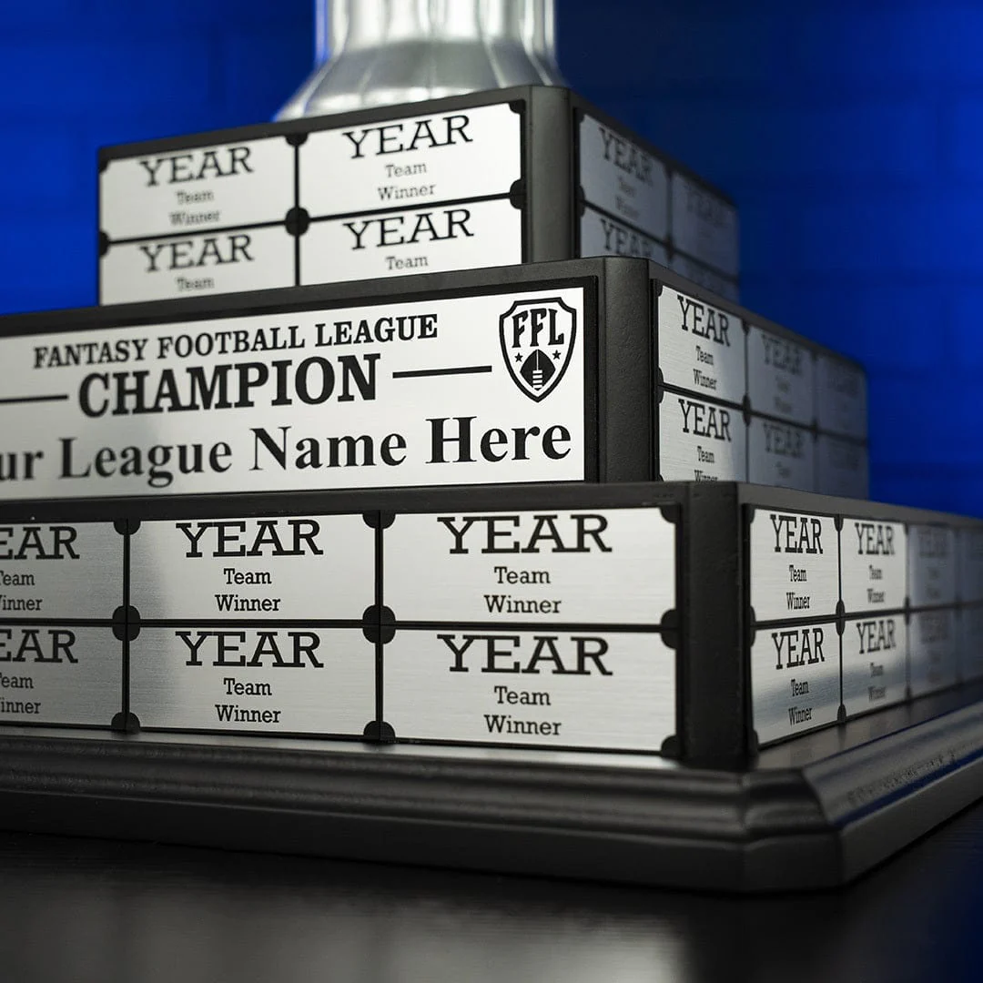 17" Fantasy Football Tiered Perpetual Trophy - Silver Engravings - Image 8