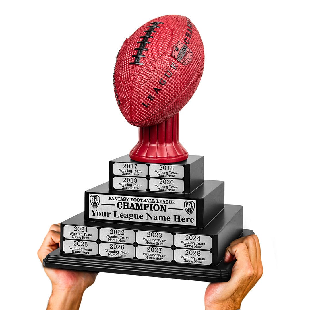 17" Fantasy Football Tiered Perpetual Trophy - Silver Engravings - Image 9