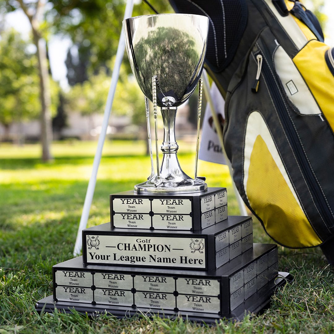 17" Golf Cup Tiered Perpetual Trophy - Image 3
