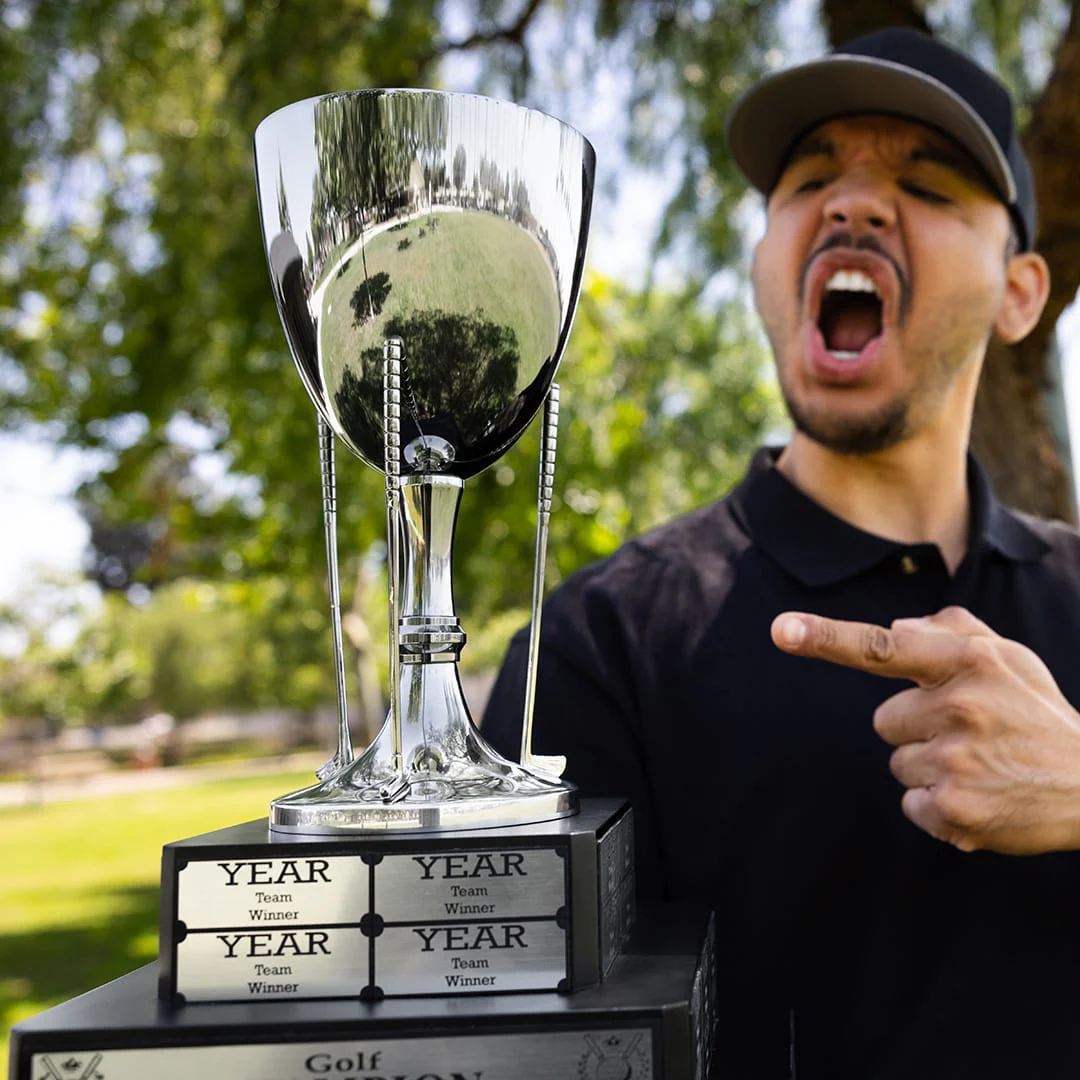 17" Golf Cup Tiered Perpetual Trophy - Image 5