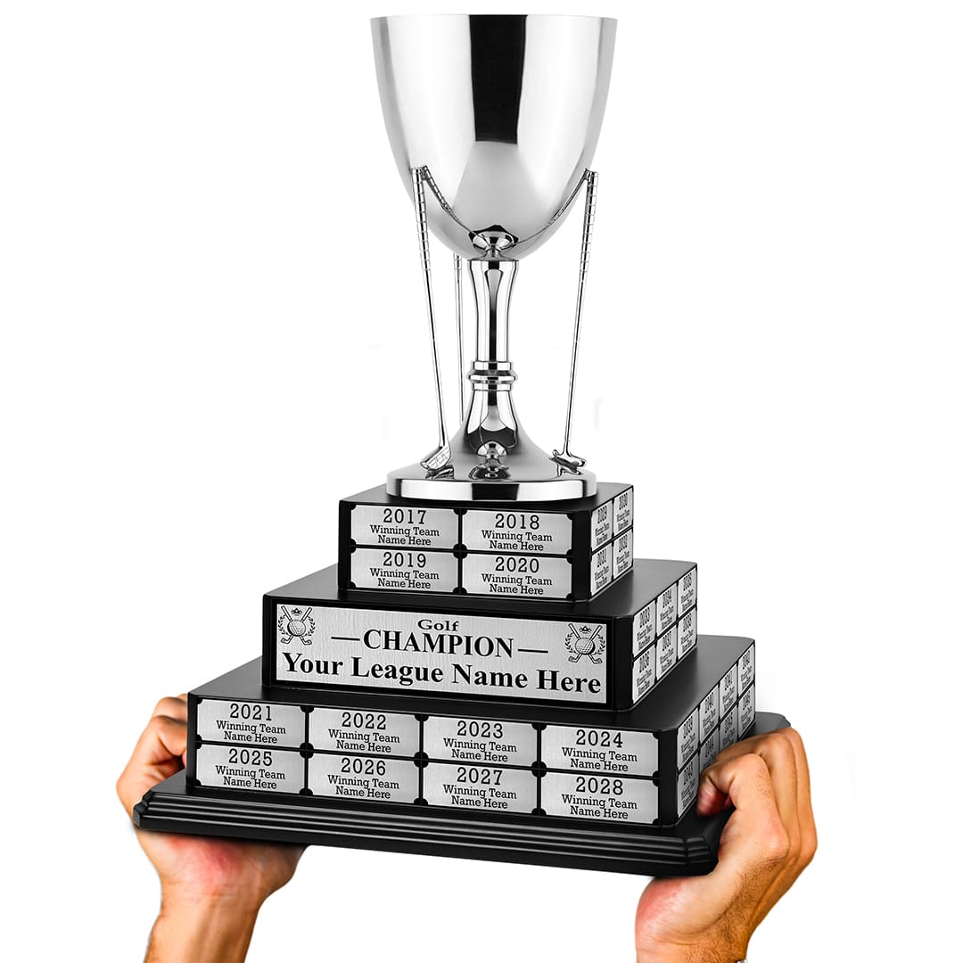 17" Golf Cup Tiered Perpetual Trophy - Image 7