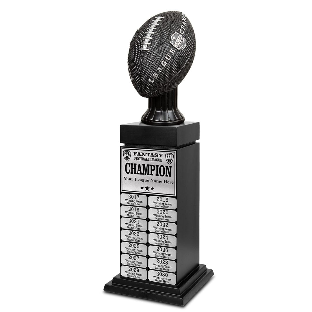 24" Fantasy Football Perpetual Trophy Tower - Silver Engravings