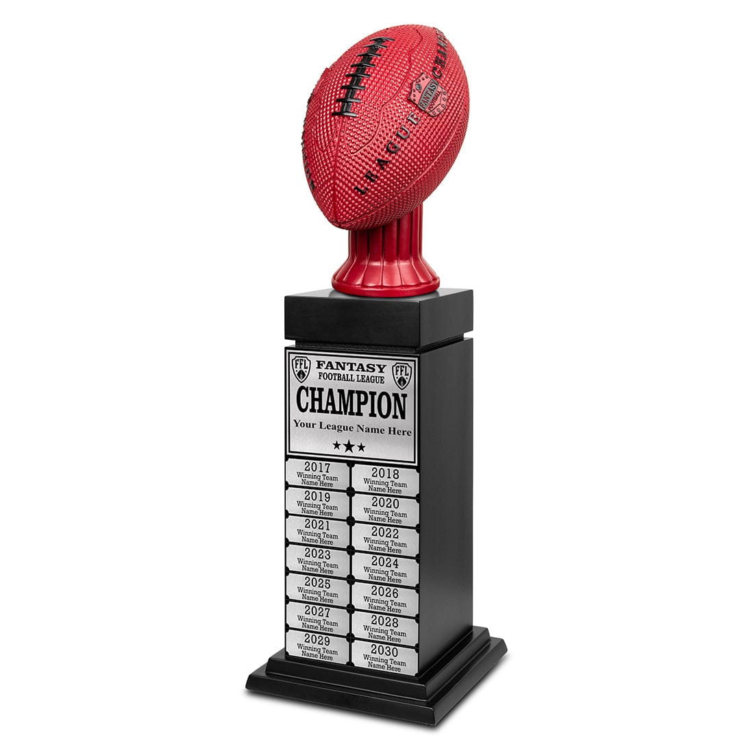24" Fantasy Football Perpetual Trophy Tower - Silver Engravings - Image 6