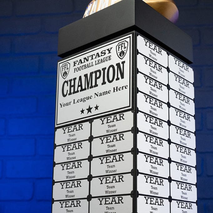 24" Fantasy Football Perpetual Trophy Tower - Silver Engravings - Image 7