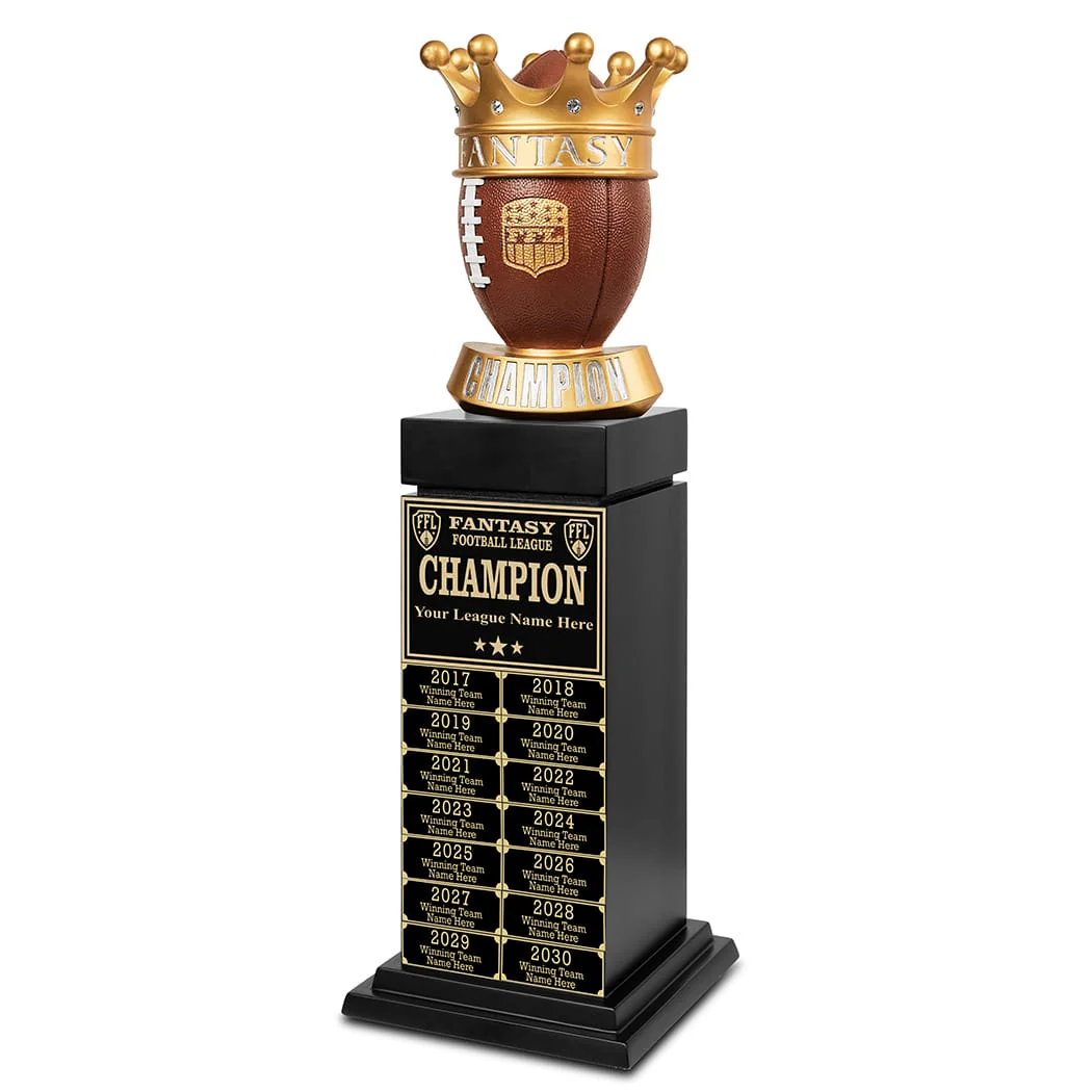 24" Fantasy Football Tower Perpetual Trophy - Black/Gold Engravings - Image 6