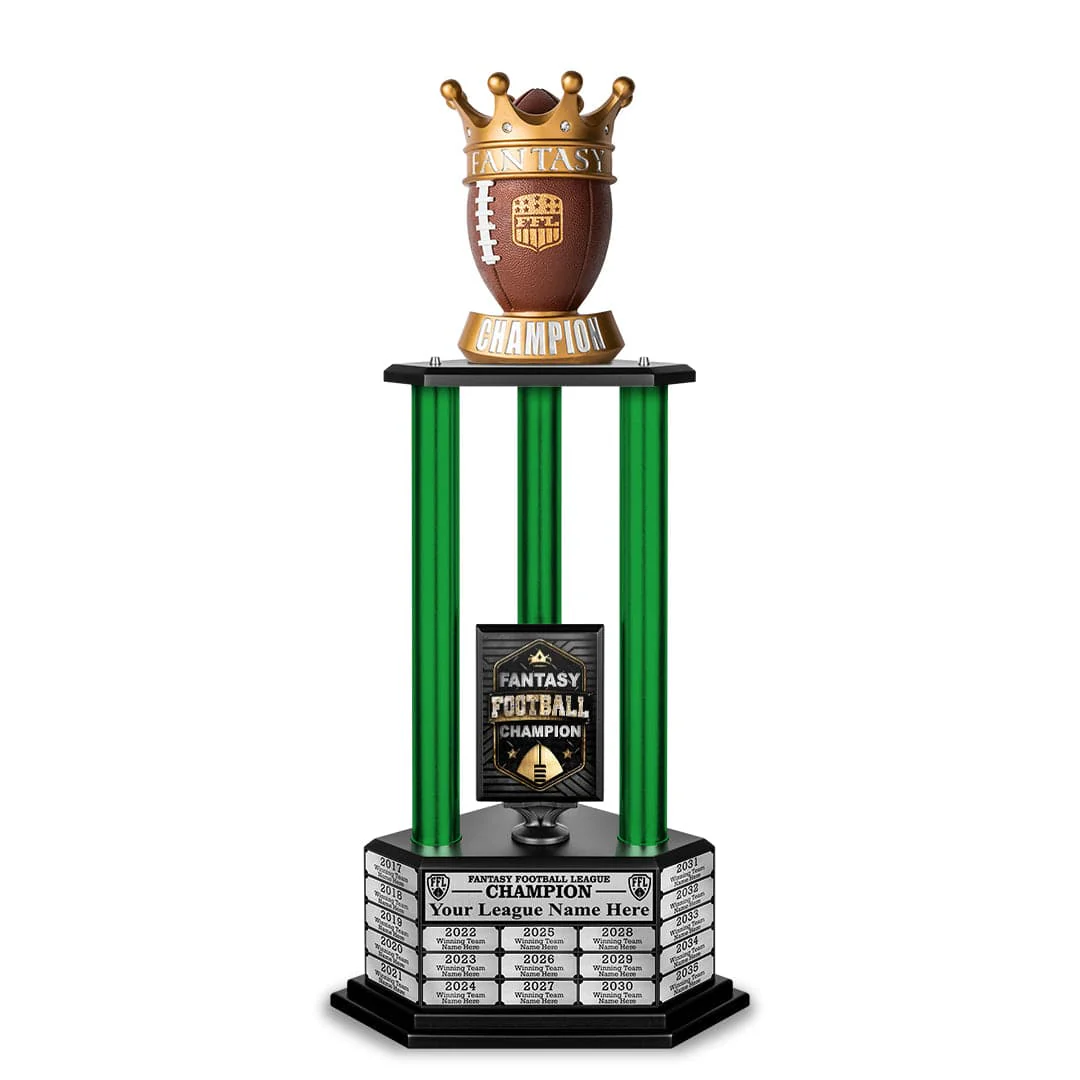 26”-36” Green Column Fantasy Football Perpetual Trophy - Image 2
