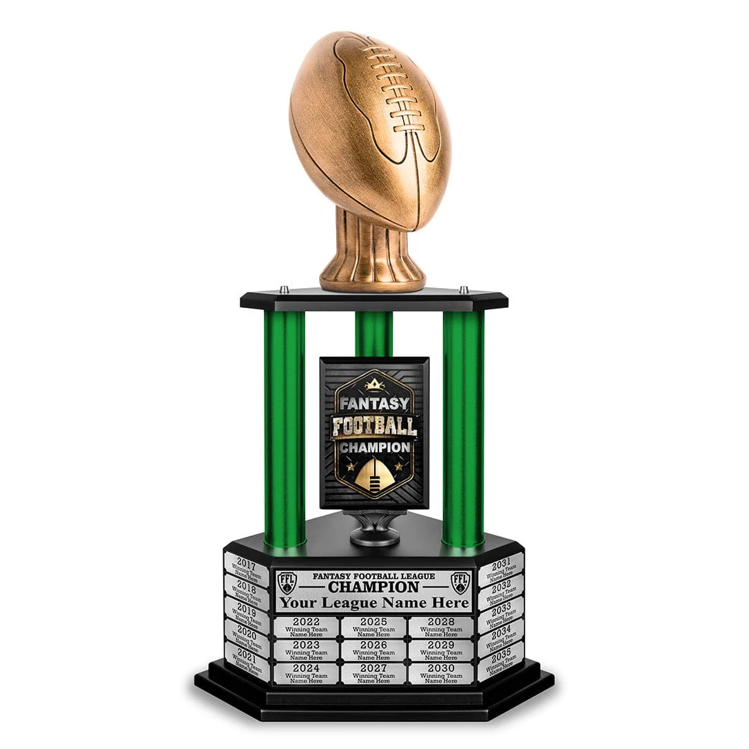 26”-36” Green Column Fantasy Football Perpetual Trophy - Image 3