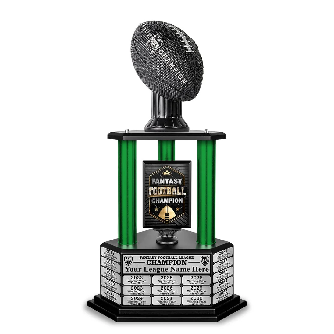 26”-36” Green Column Fantasy Football Perpetual Trophy - Image 4