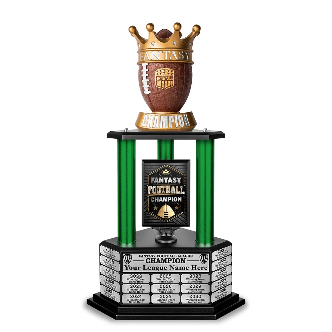 26”-36” Green Column Fantasy Football Perpetual Trophy - Image 5