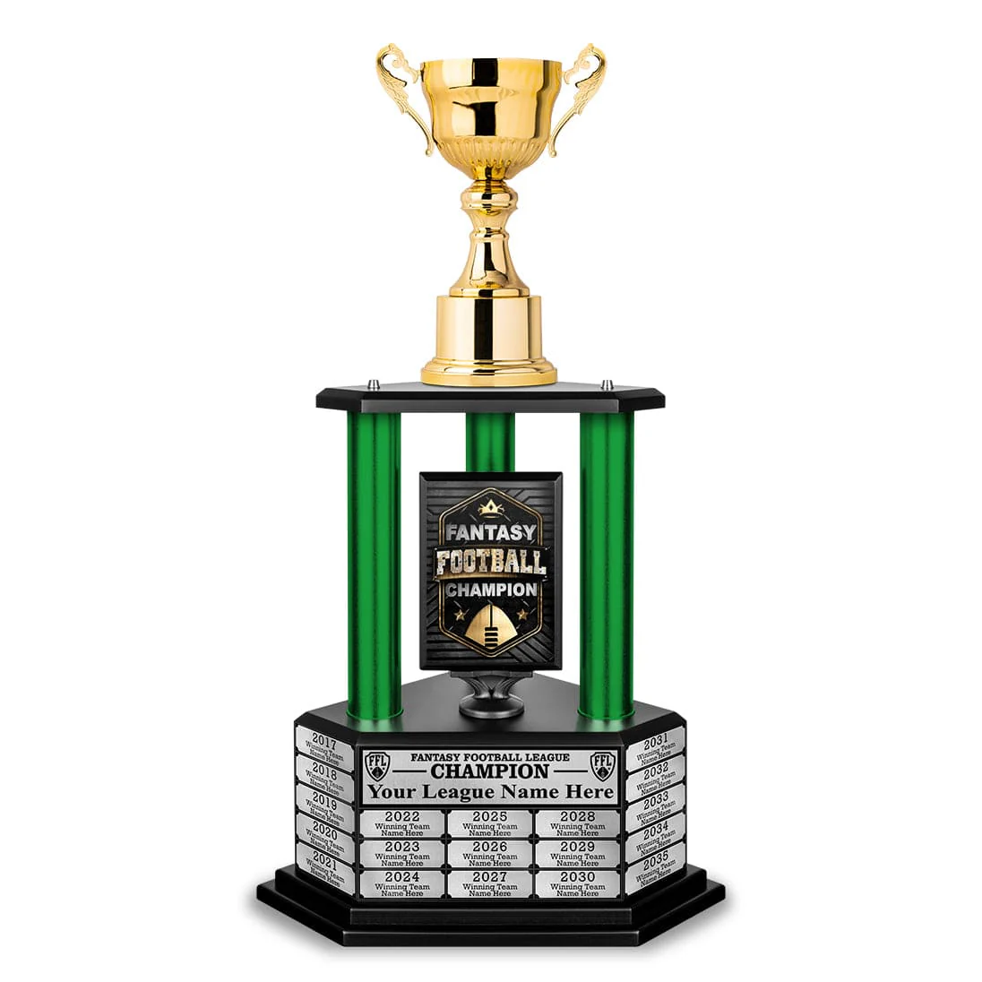 26”-36” Green Column Fantasy Football Perpetual Trophy - Image 6