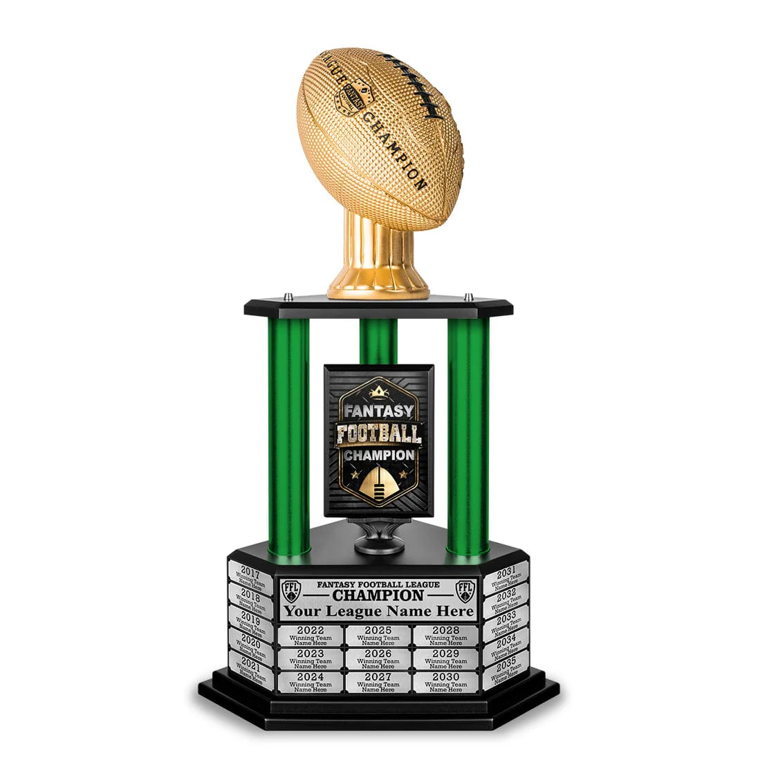 26”-36” Green Column Fantasy Football Perpetual Trophy - Image 7
