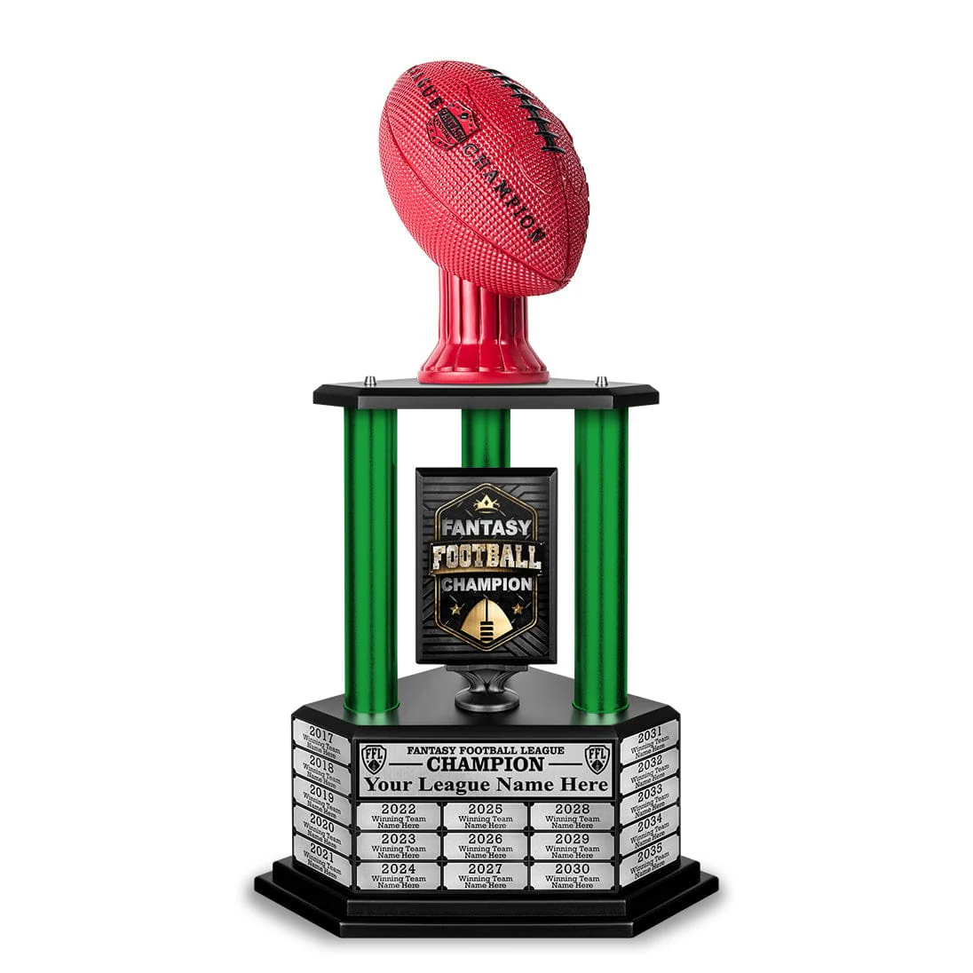 26”-36” Green Column Fantasy Football Perpetual Trophy - Image 8