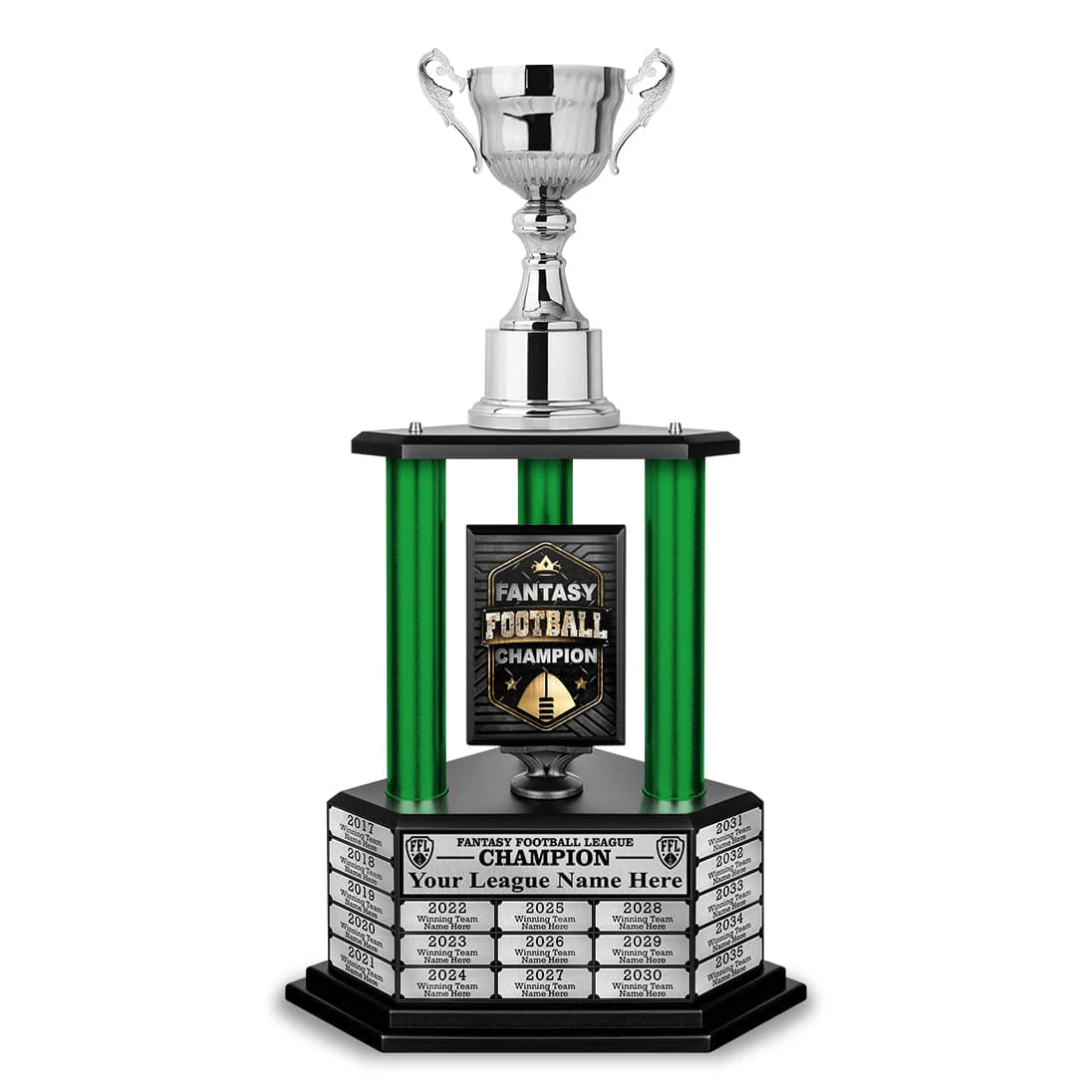 26”-36” Green Column Fantasy Football Perpetual Trophy - Image 9
