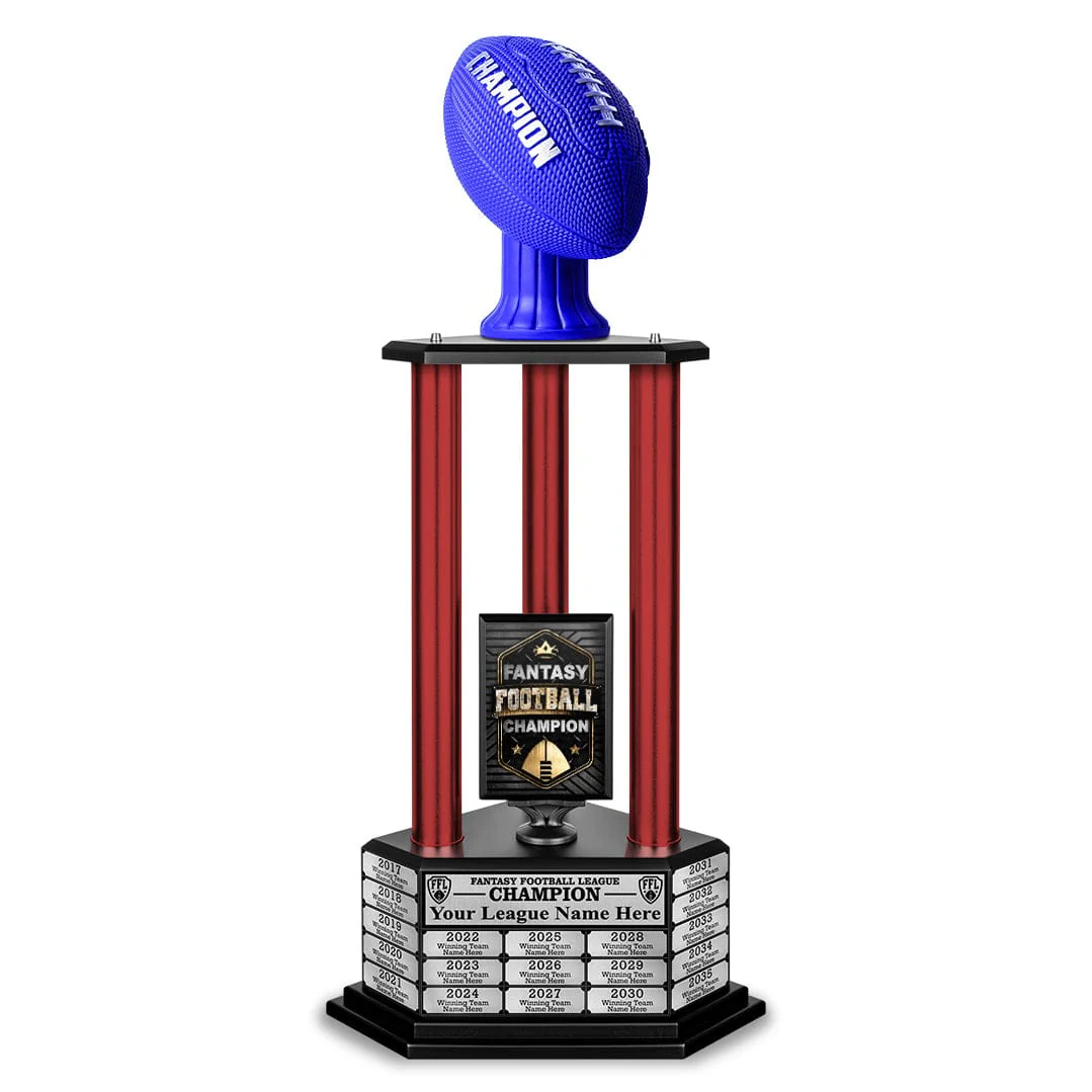26”-56” Fantasy Football Perpetual Trophy - Blue Football - Image 15