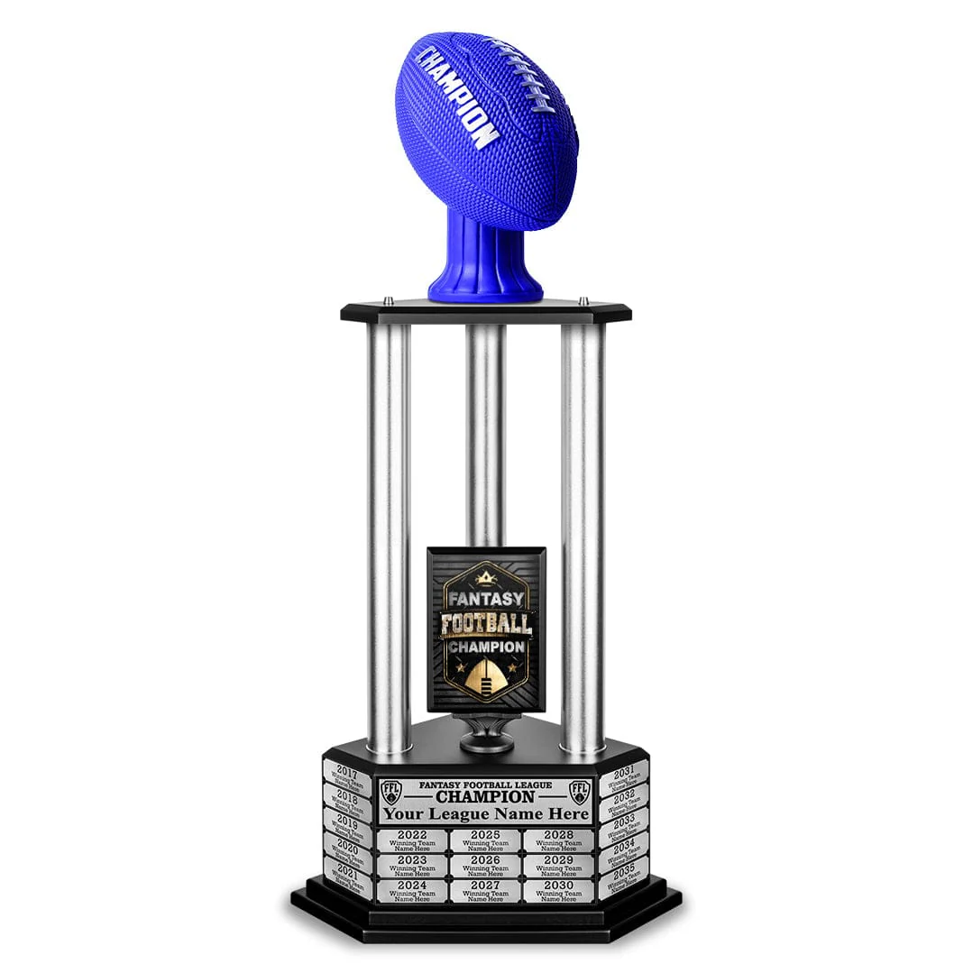 26”-56” Fantasy Football Perpetual Trophy - Blue Football - Image 2