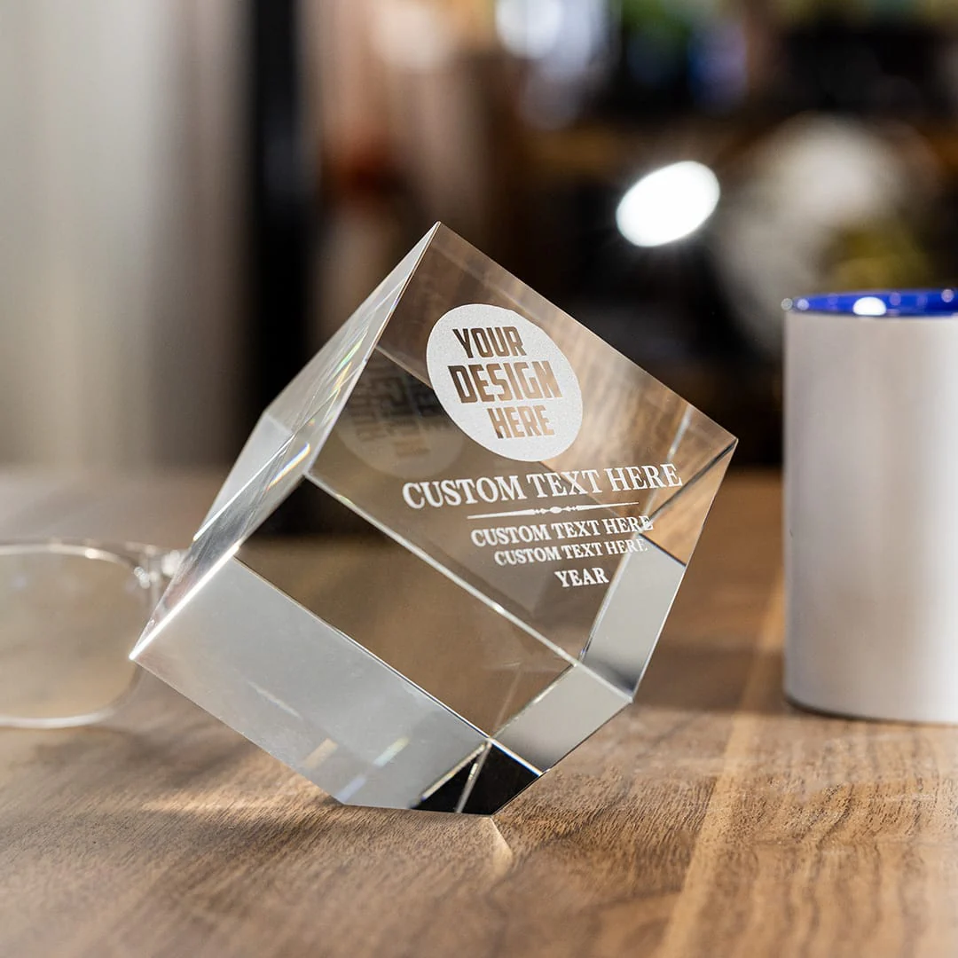 3" Cube Crystal Award - Image 2