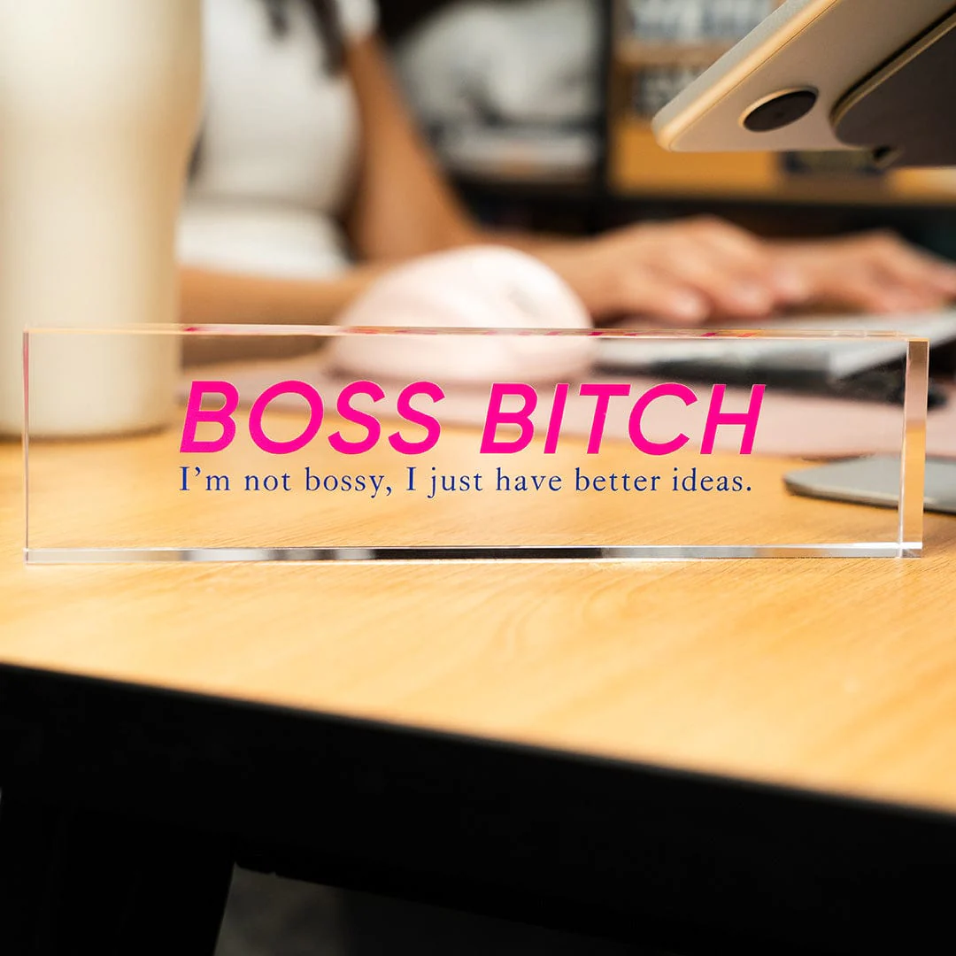 8" Boss Bitch Acrylic Desk Name Plate - Image 2