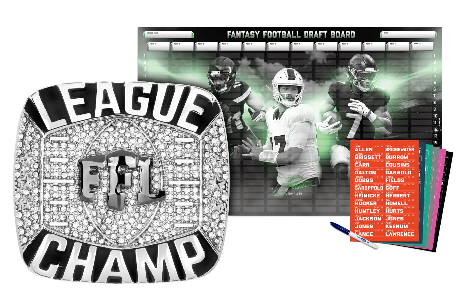 Championship Ring + 2026 Fantasy Football Superstar Draft Board Kit - Image 9