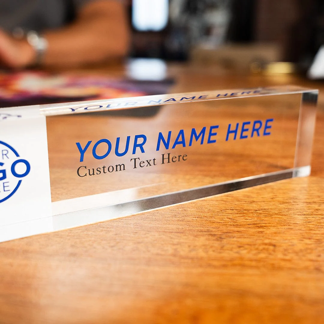 8" "Design Your Own" Acrylic Desk Name Plate - Clear - Image 2