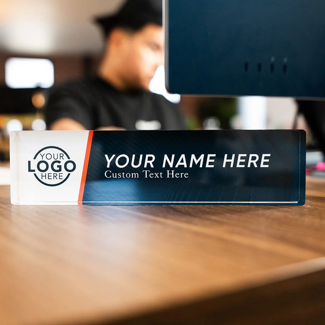 8" "Design Your Own" Acrylic Desk Name Plate - Full Color - Image 2