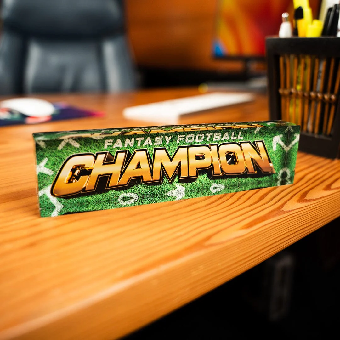 8" Fantasy Football Champion Acrylic Desk Name Plate - Image 2