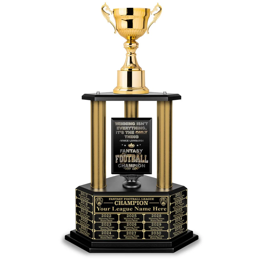 26"-36" Perpetual Fantasy Football Trophy - Gold Columns - Image 14