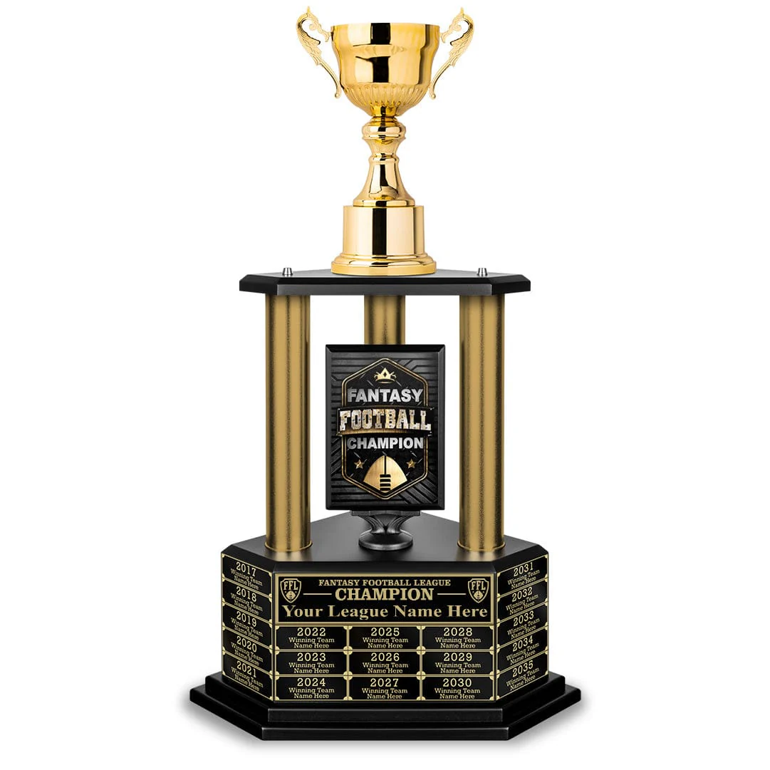 26"-36" Perpetual Fantasy Football Trophy - Gold Columns - Image 15