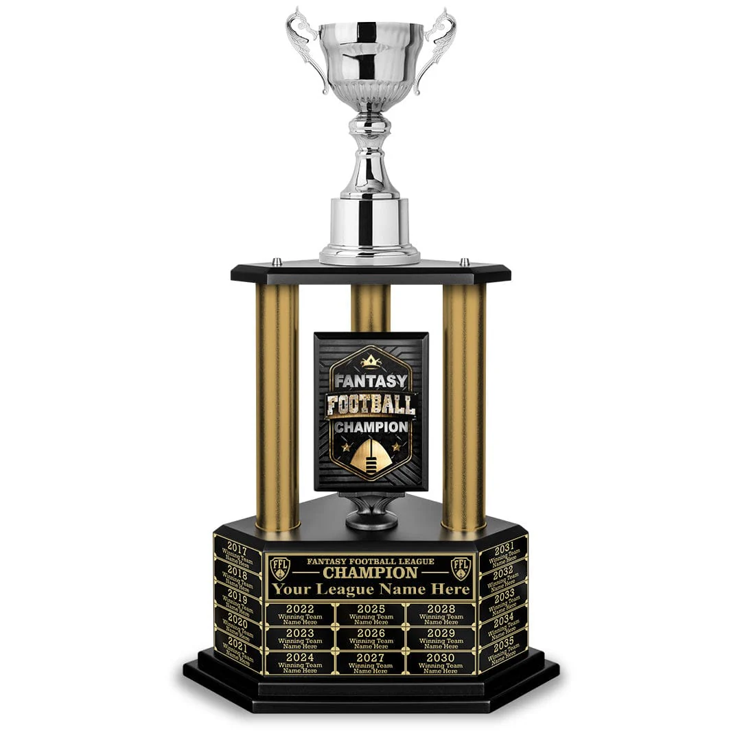 26"-36" Perpetual Fantasy Football Trophy - Gold Columns - Image 17