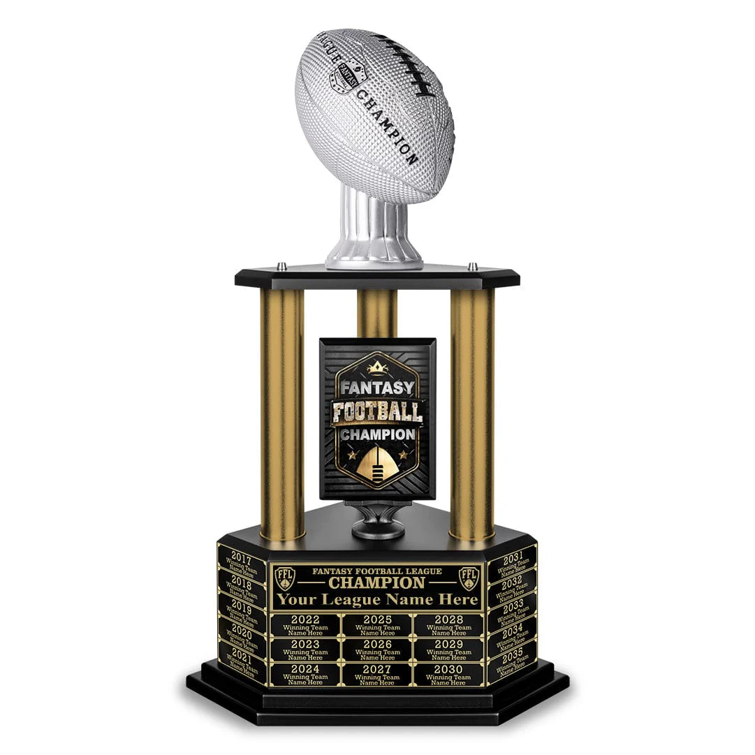 26"-36" Perpetual Fantasy Football Trophy - Gold Columns - Image 19