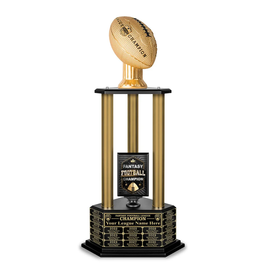 26"-36" Perpetual Fantasy Football Trophy - Gold Columns - Image 22