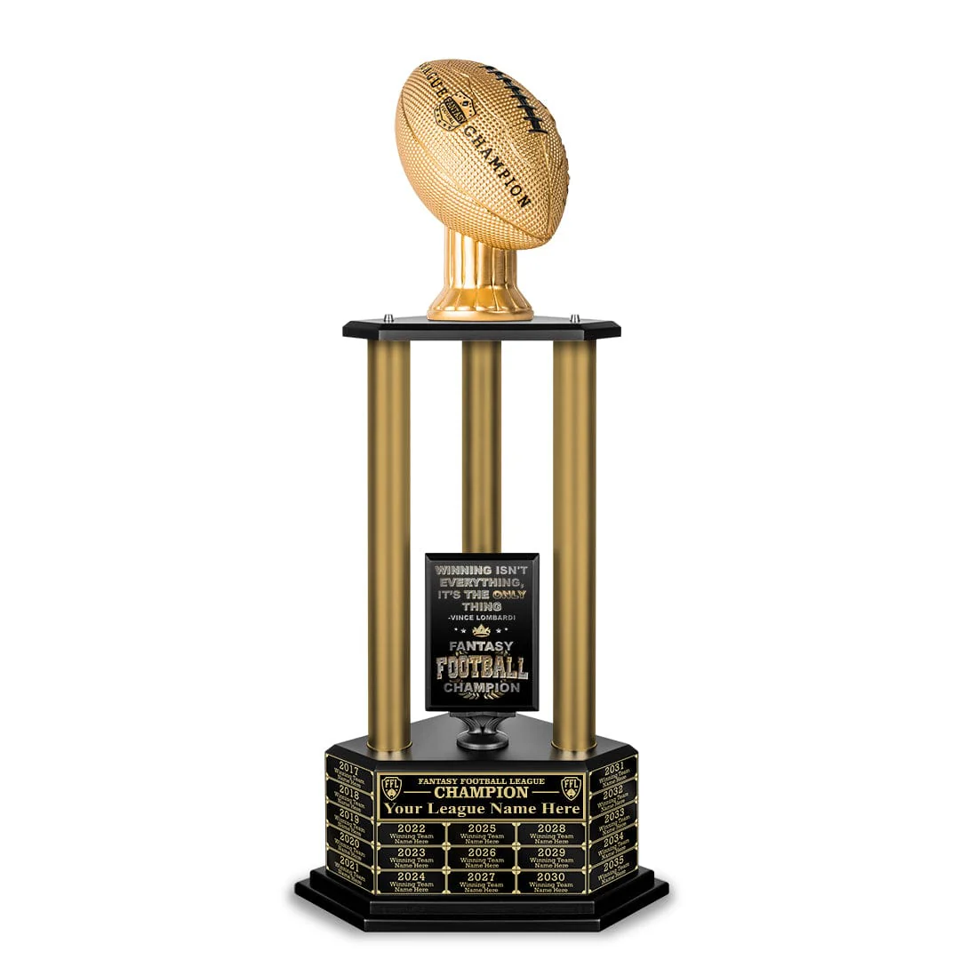 26"-36" Perpetual Fantasy Football Trophy - Gold Columns - Image 23