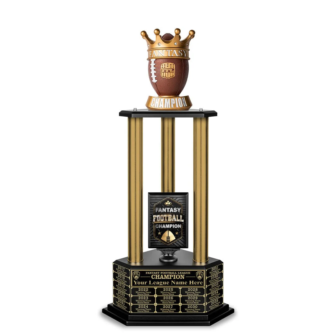 26"-36" Perpetual Fantasy Football Trophy - Gold Columns - Image 28