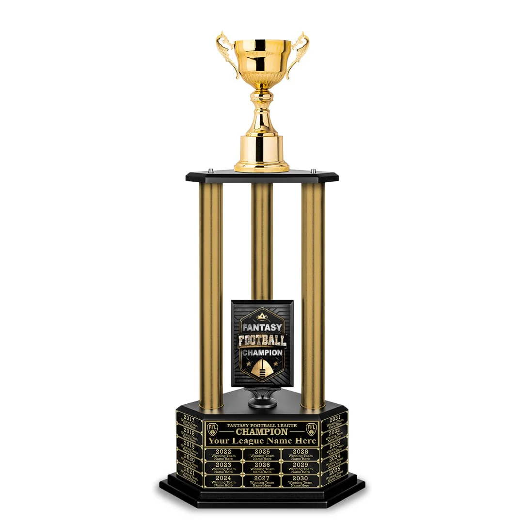 26"-36" Perpetual Fantasy Football Trophy - Gold Columns - Image 30