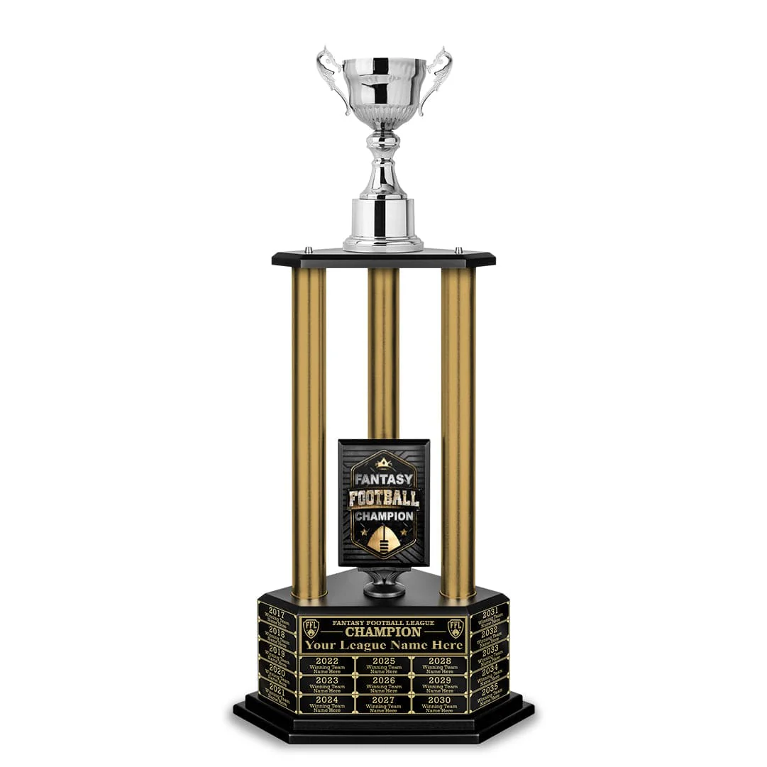 26"-36" Perpetual Fantasy Football Trophy - Gold Columns - Image 32