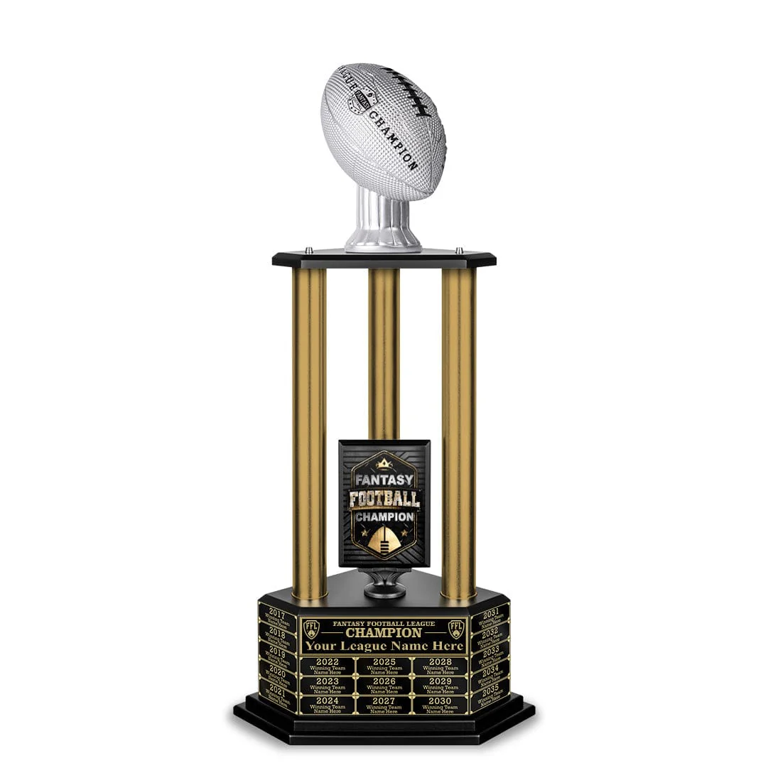 26"-36" Perpetual Fantasy Football Trophy - Gold Columns - Image 34