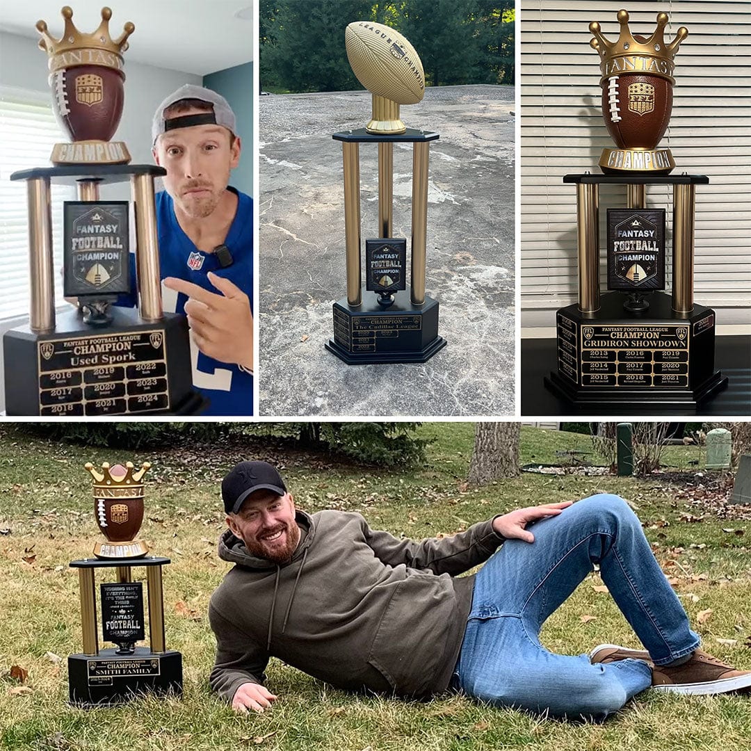 26"-36" Perpetual Fantasy Football Trophy - Gold Columns - Image 4