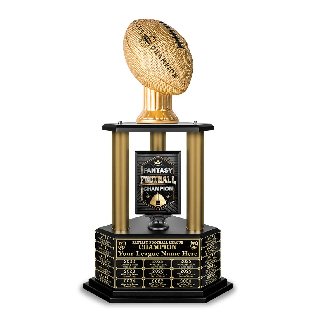 26"-36" Perpetual Fantasy Football Trophy - Gold Columns - Image 7