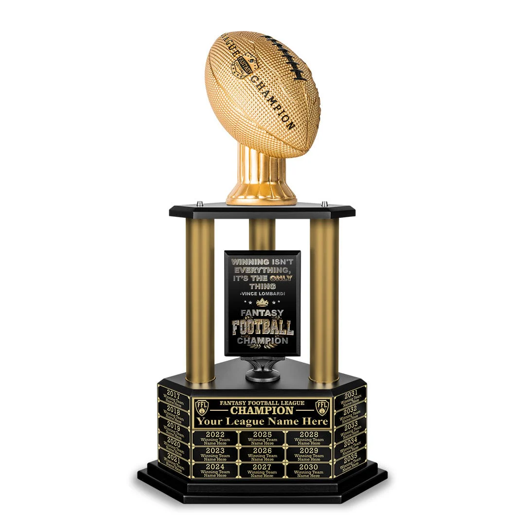 26"-36" Perpetual Fantasy Football Trophy - Gold Columns - Image 8