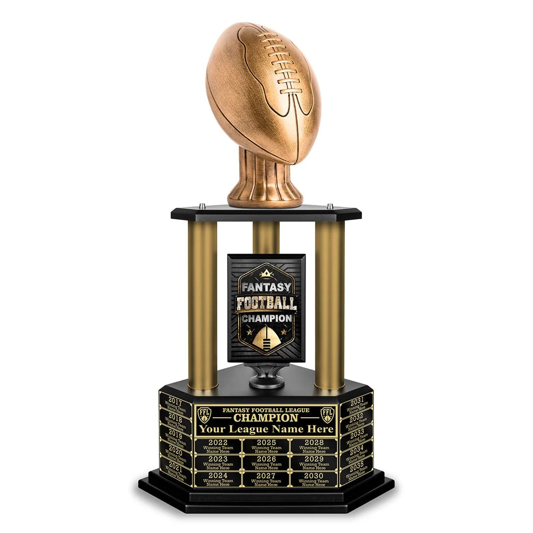 26"-36" Perpetual Fantasy Football Trophy - Gold Columns - Image 9