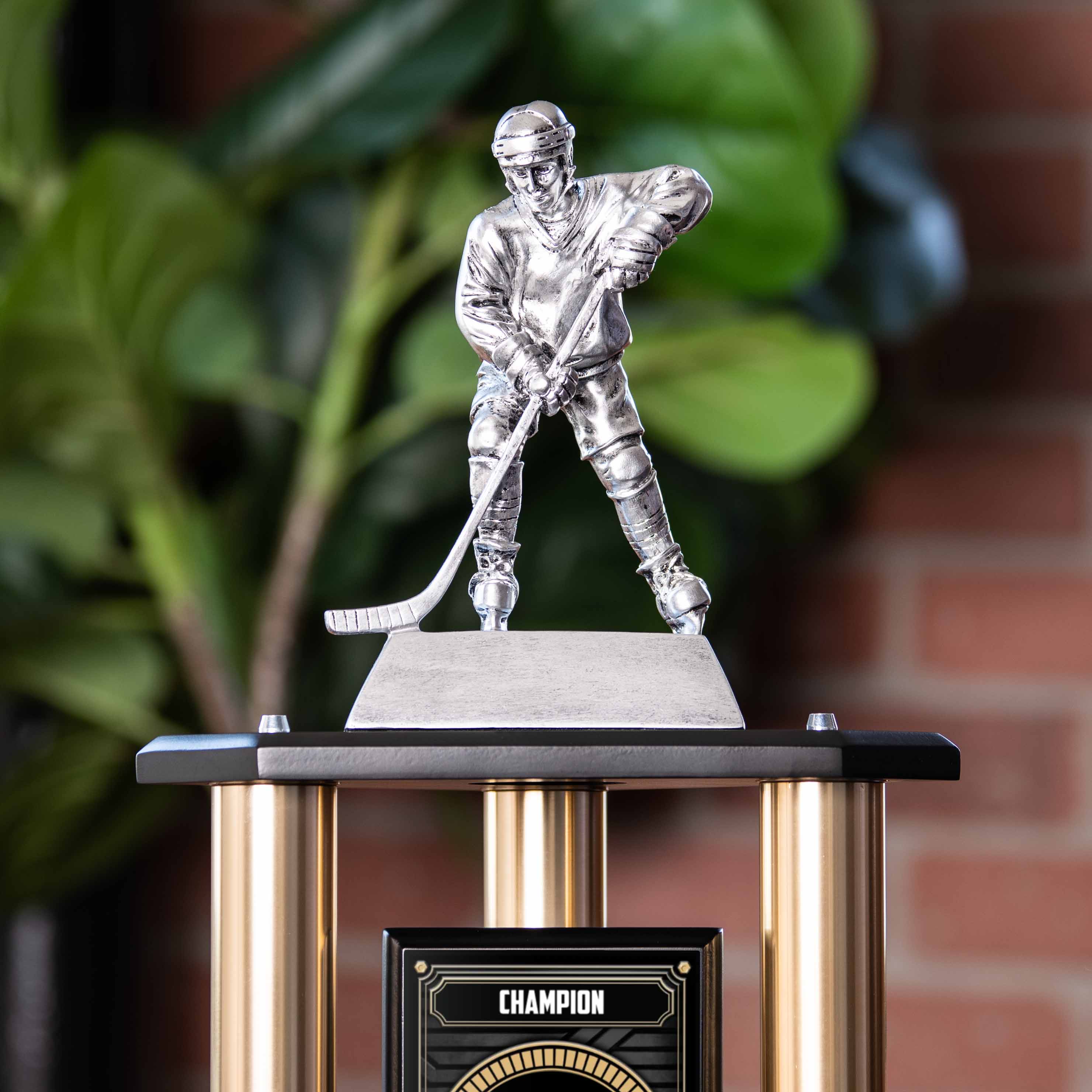 Hockey Player Trophy Topper - Black & Silver - Image 2