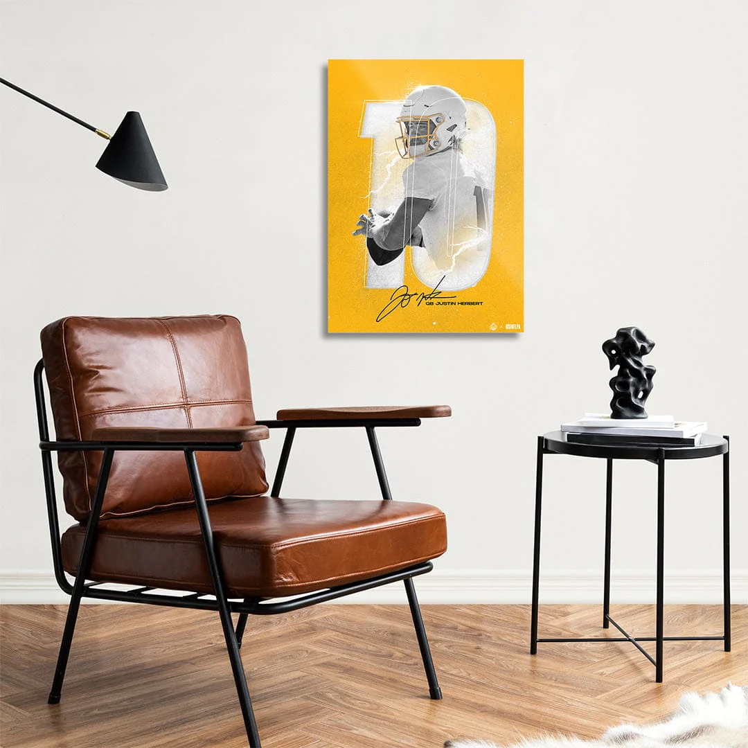 Justin Herbert Lightning Yellow - Metal Wall Art - Image 3