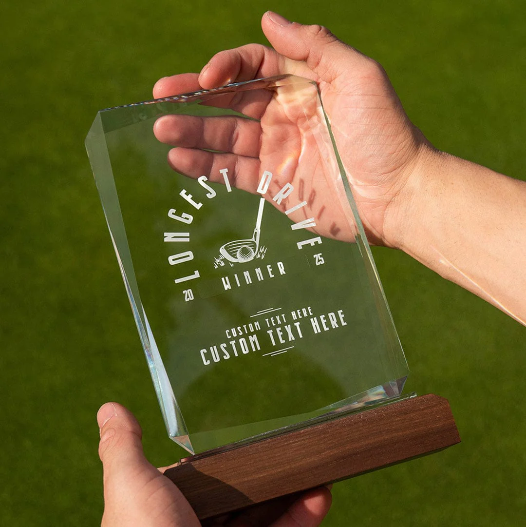 Longest Drive Custom Crystal Golf Trophy - Image 3